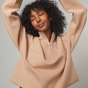 NWT Lunya Cozy Cotton Silk Zip Pullover Baby Blue